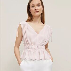 NWT Ann Taylor Gathered Tie Top – Potpourri Pink (Size Medium)
